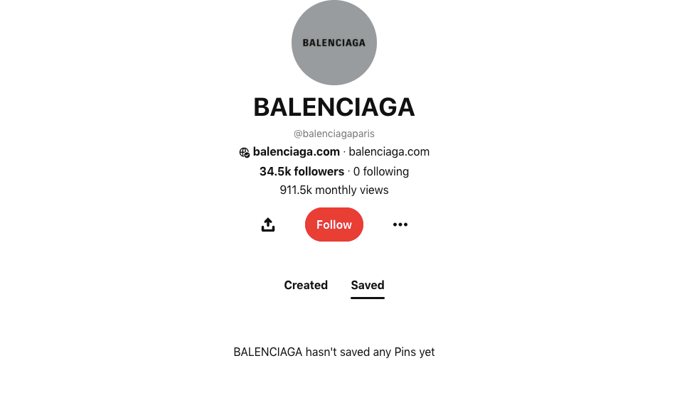 Balenciaga Pinterest account 